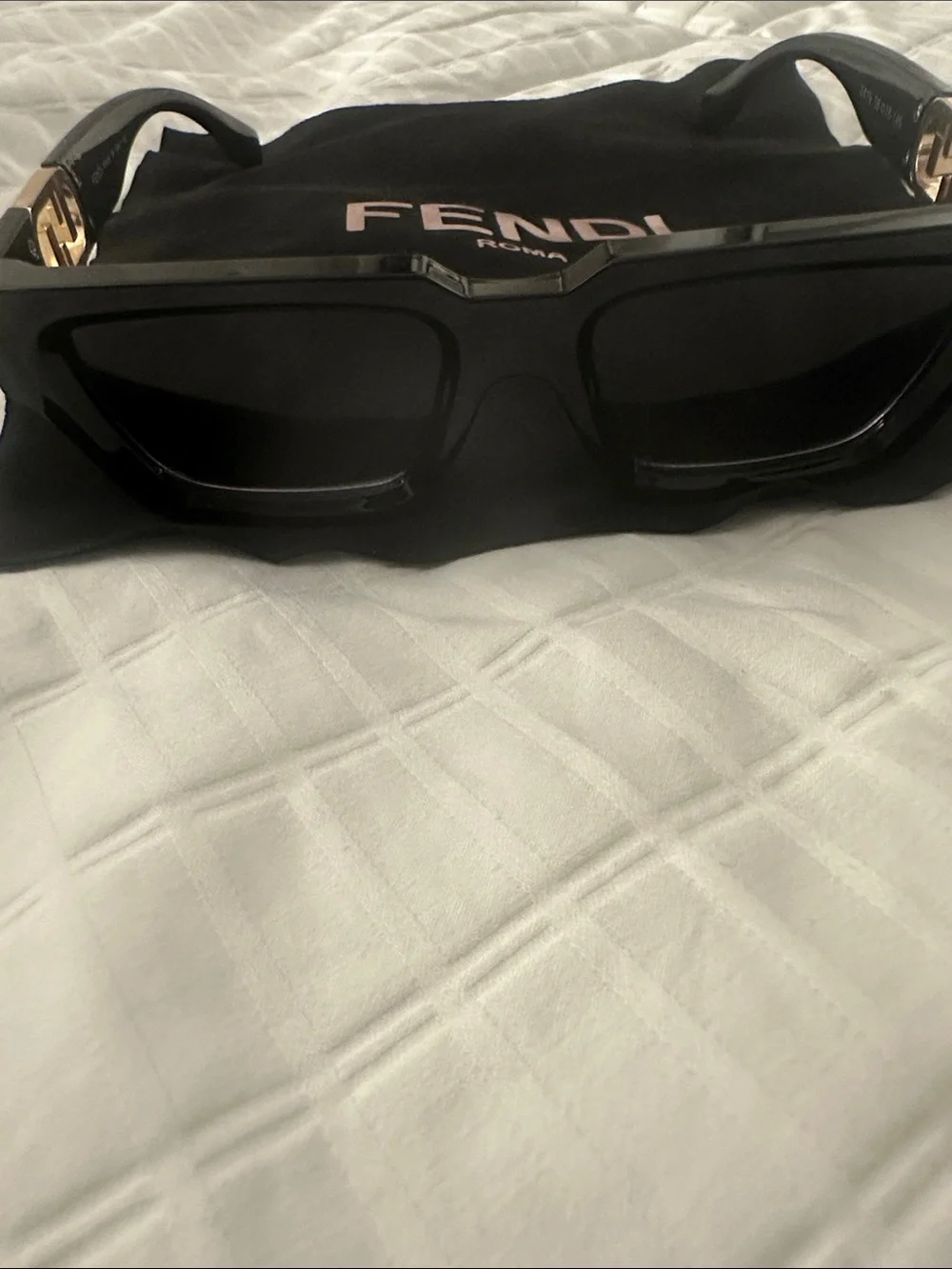 Fendi Black Sunglasses with Gold-Accent Temples